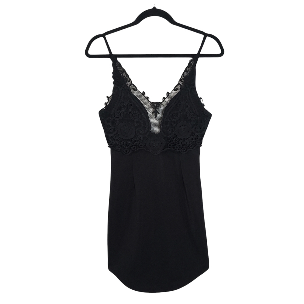Angel biba Spaghetti Straps Black Front Lace Mini Dress Size 8